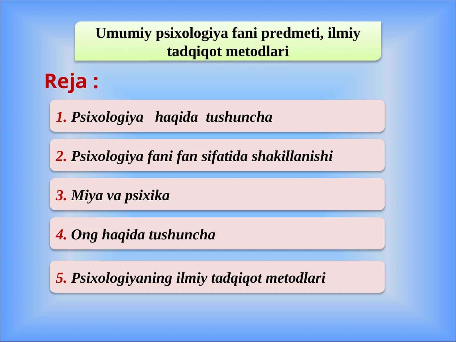 Umumiy psixologiya fani