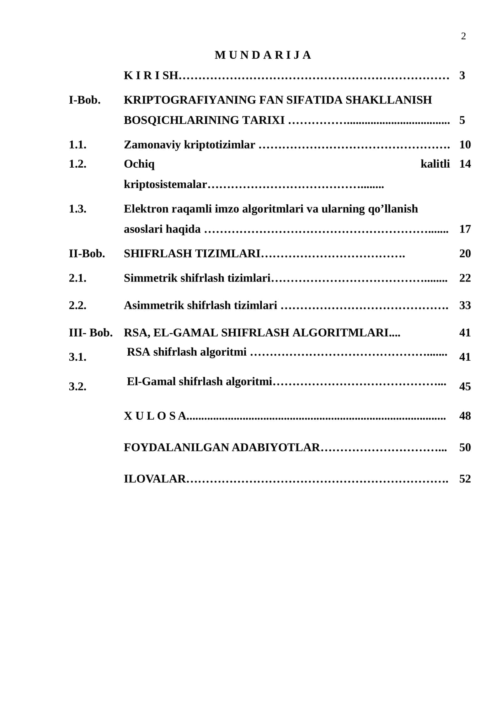 KRIPTOGRAFIYA BITIRUV MALAKAVIY ISHI