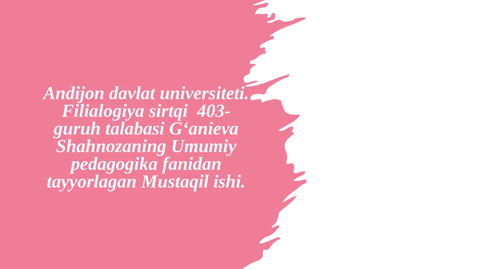 Umumi ypedagogika fanida tayyorlagan