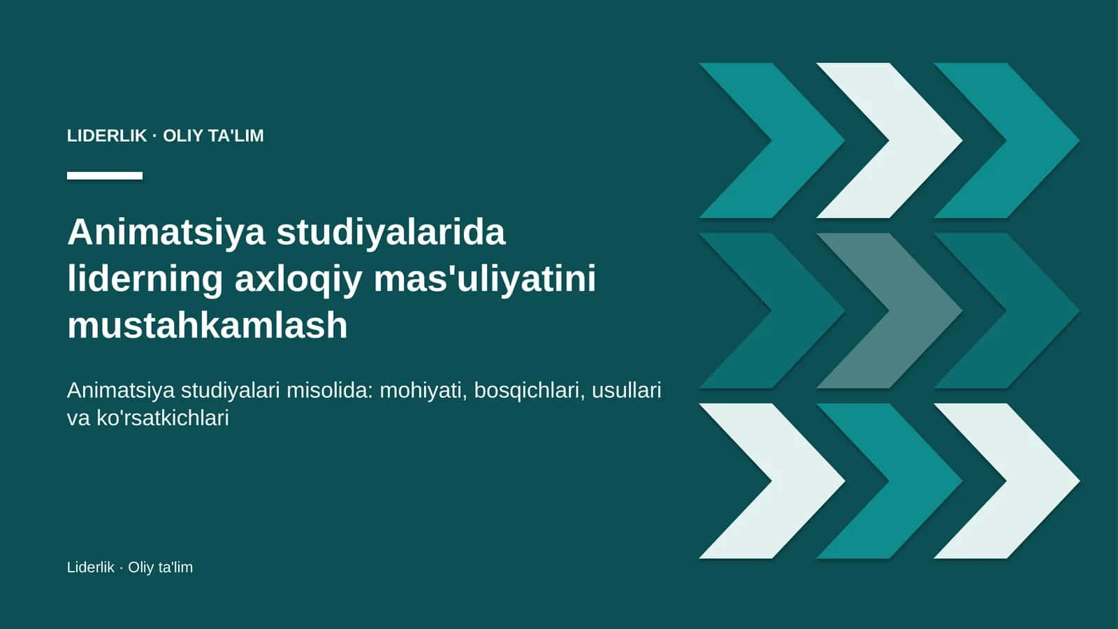 Animatsiya studiyalarida liderning axloqiy mas'uliyatini mustahkamlash