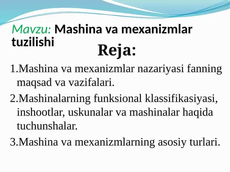 Mashina va mexanizmlar tuzilishi