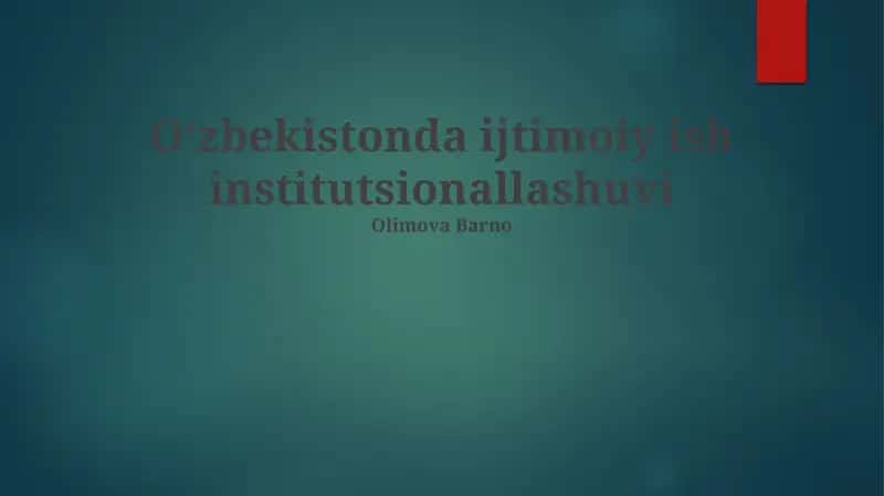 Oʻzbekistonda ijtimoiy ish institutsionallashuvi