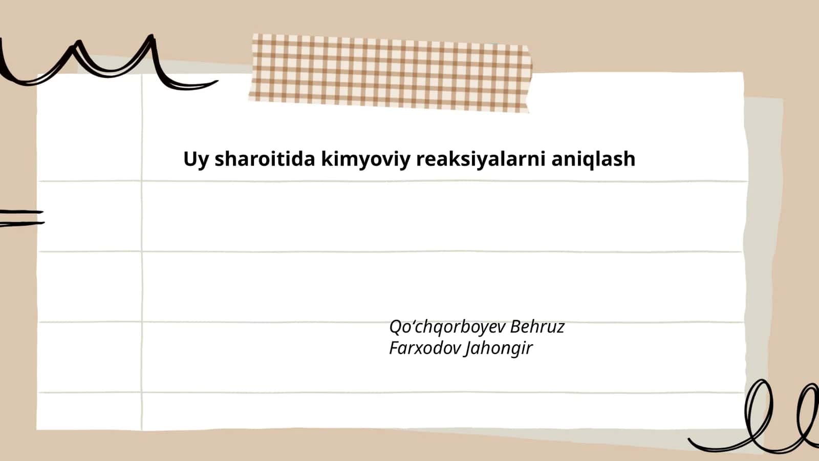 Uy sharoitida kimyoviy reaksiyalarni aniqlash