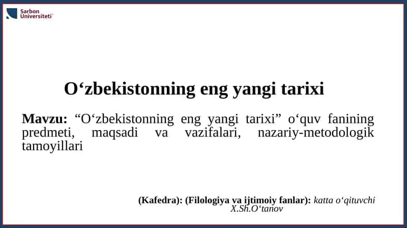 O‘zbekistonning eng yangi tarixi