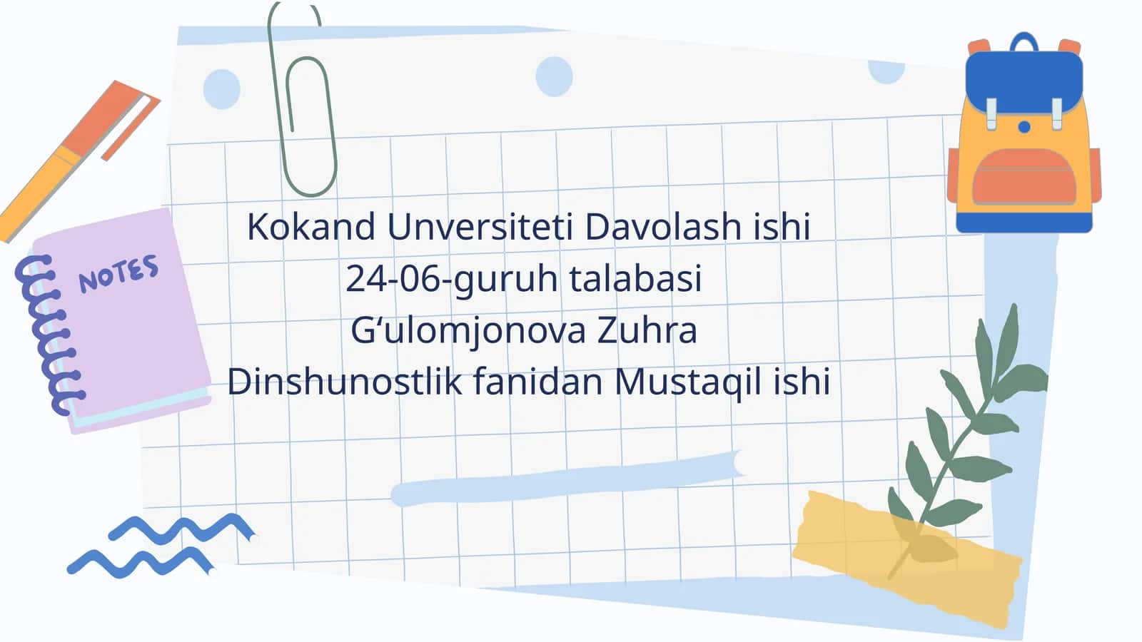 Dinshunoslik fanidan Mustaqil ishi