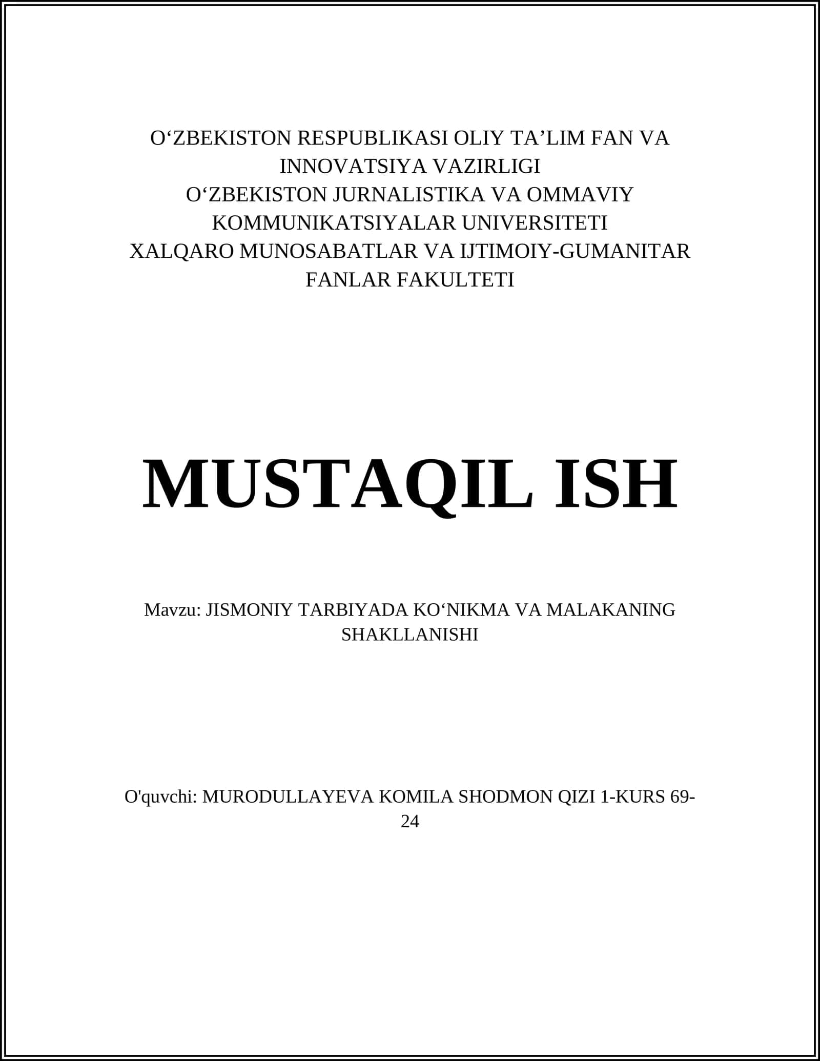 JISMONIY TARBIYA