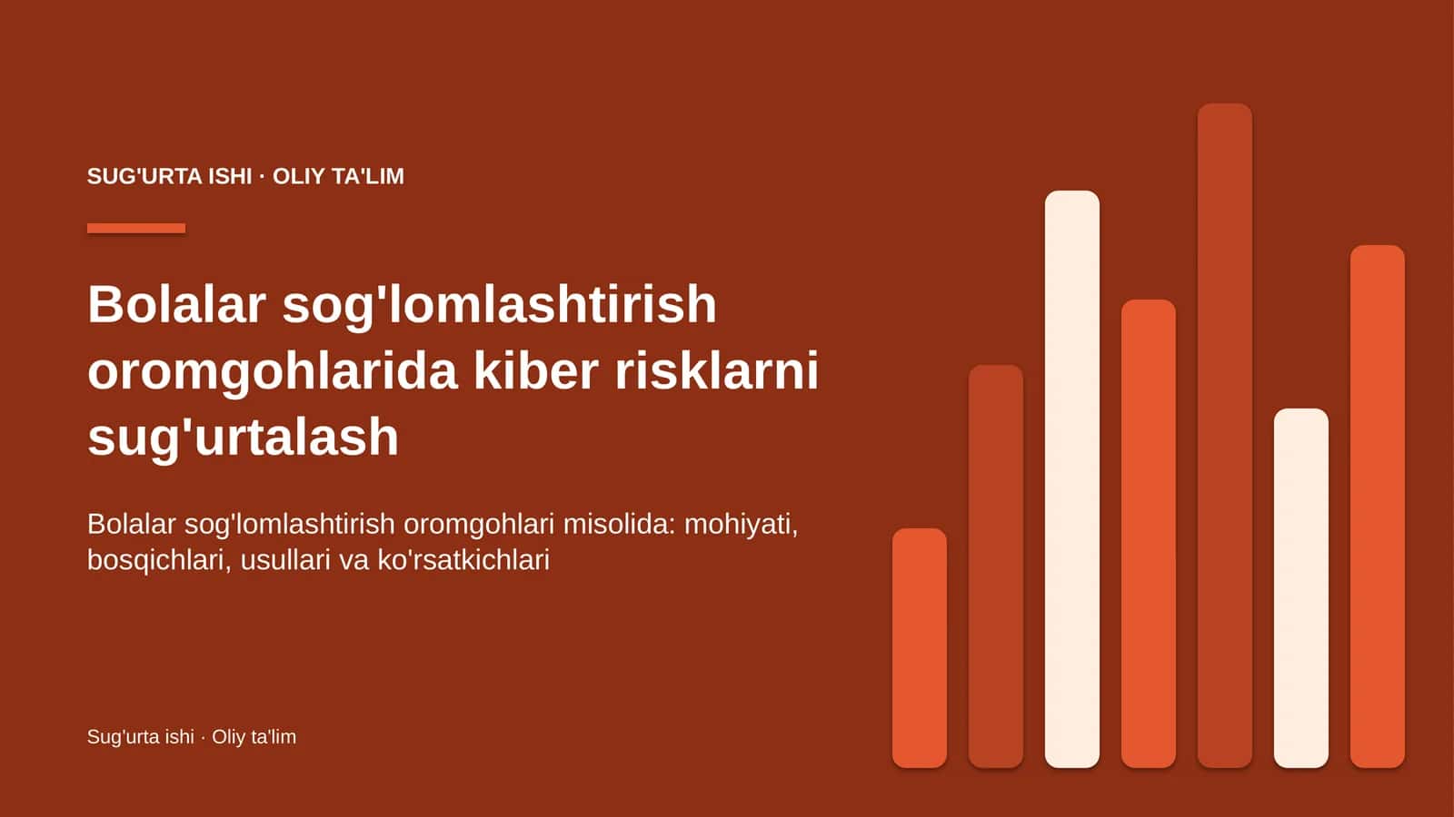 Bolalar sog'lomlashtirish oromgohlarida kiber risklarni sug'urtalash
