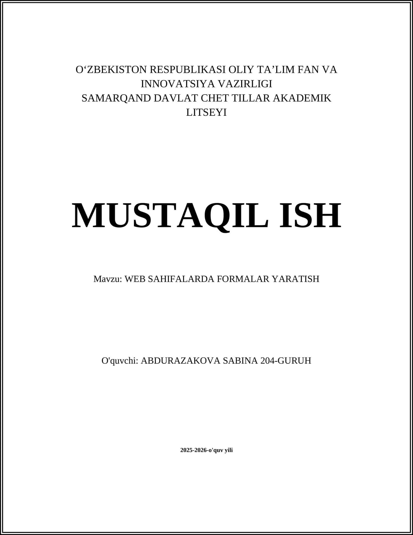 WEB SAHIFALARDA FORMALAR YARATISH