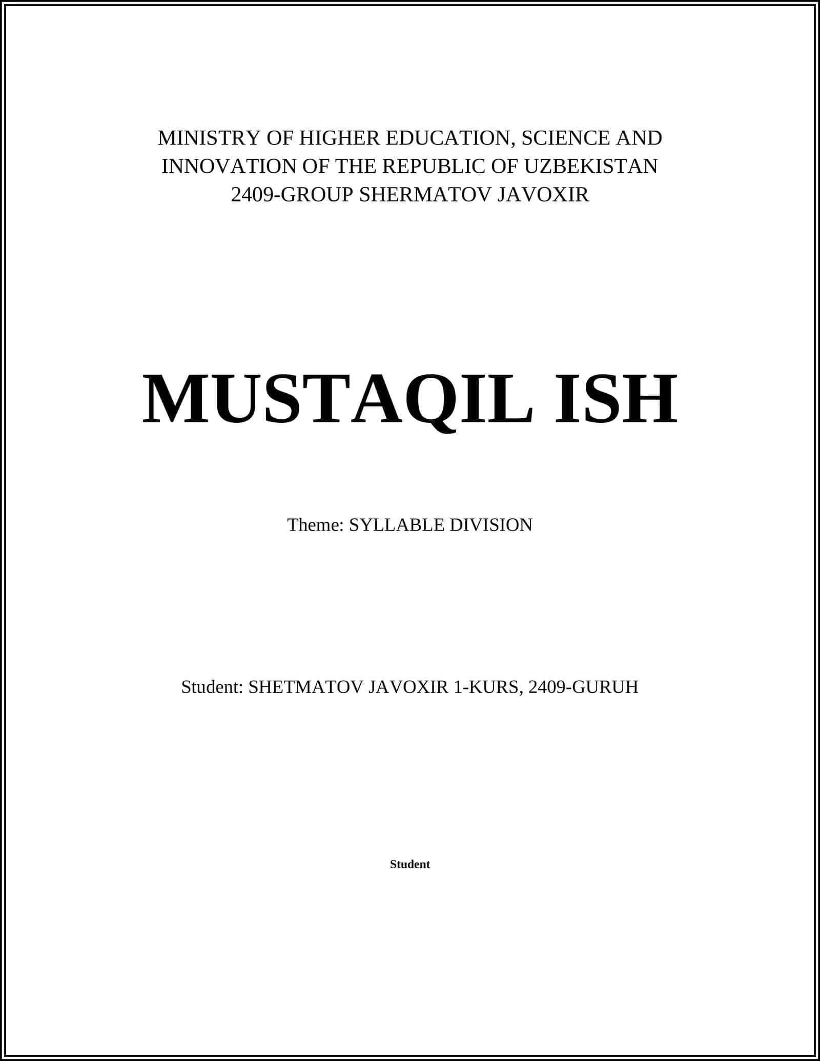 SYLLABLE DIVISION