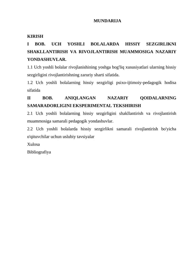 Uch yoshli bolalar hissiy sezgirligini rivojlantirish