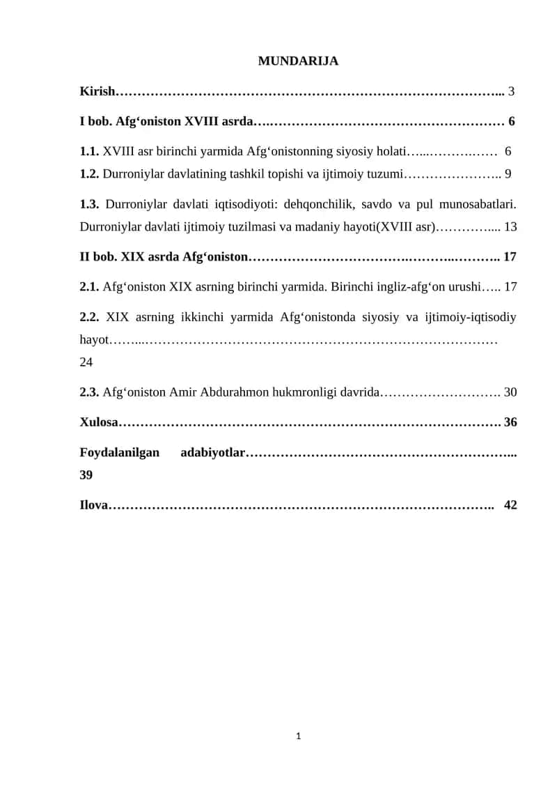 XVIII-XIX asrlarda Afg'oniston