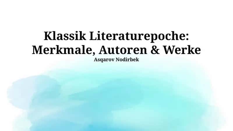 Klassik Literaturepoche: Merkmale, Autoren & Werke