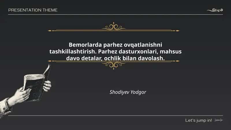 Bemorlarda parhez ovqatlanishni tashkillashtirish