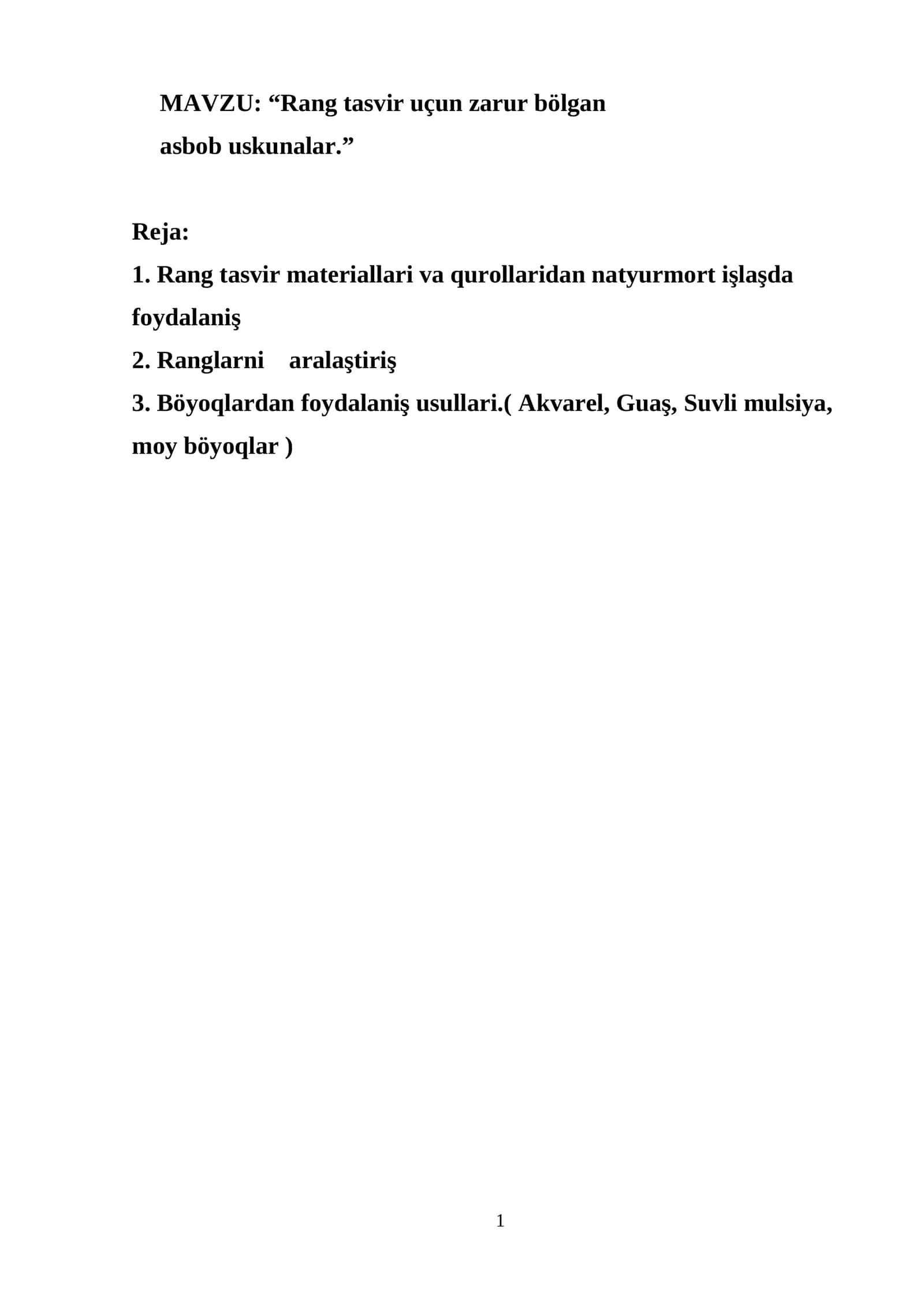 Rang tasvir uçun zarur bölgan asbob uskunalar