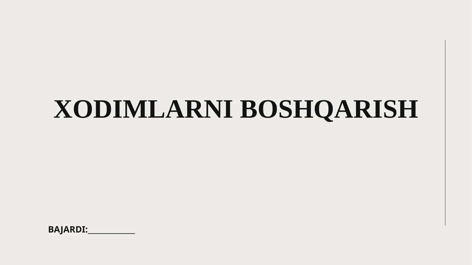 Xodimlarni boshqarish