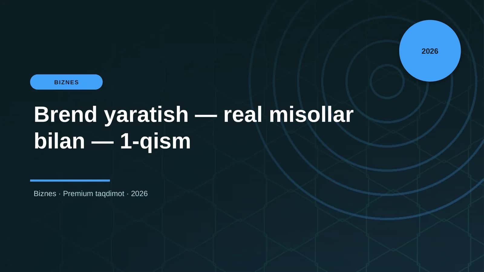 Brend yaratish — real misollar bilan — 1-qism