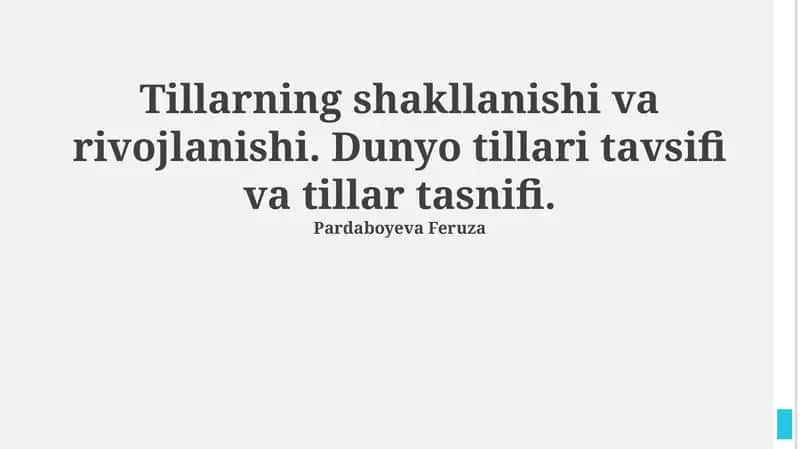 Tilning paydo bo'lishi va rivojlanishi