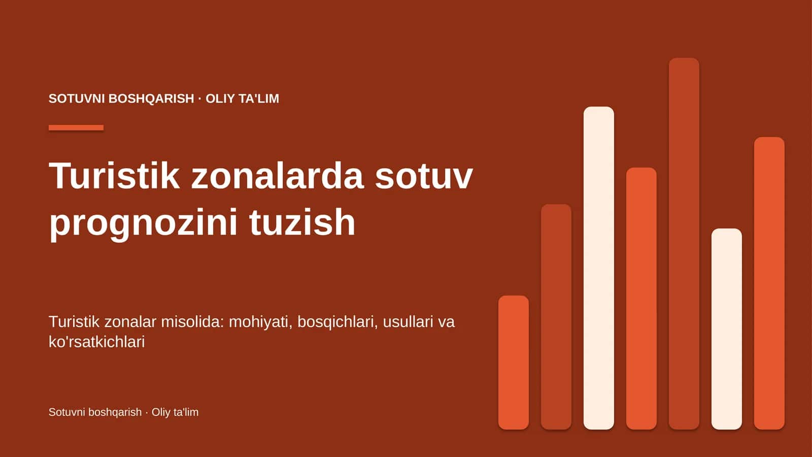 Turistik zonalarda sotuv prognozini tuzish