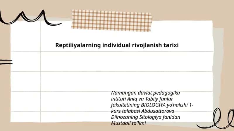 Reptiliyalarning individual rivojlanish tarixi
