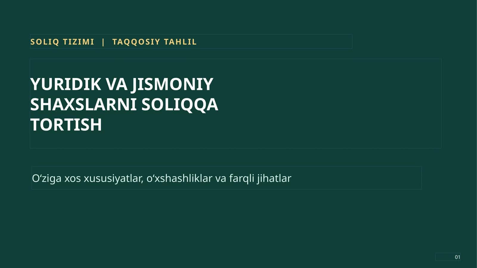 SOLIQ TIZIMI | TAQQOSIY TAHLIL