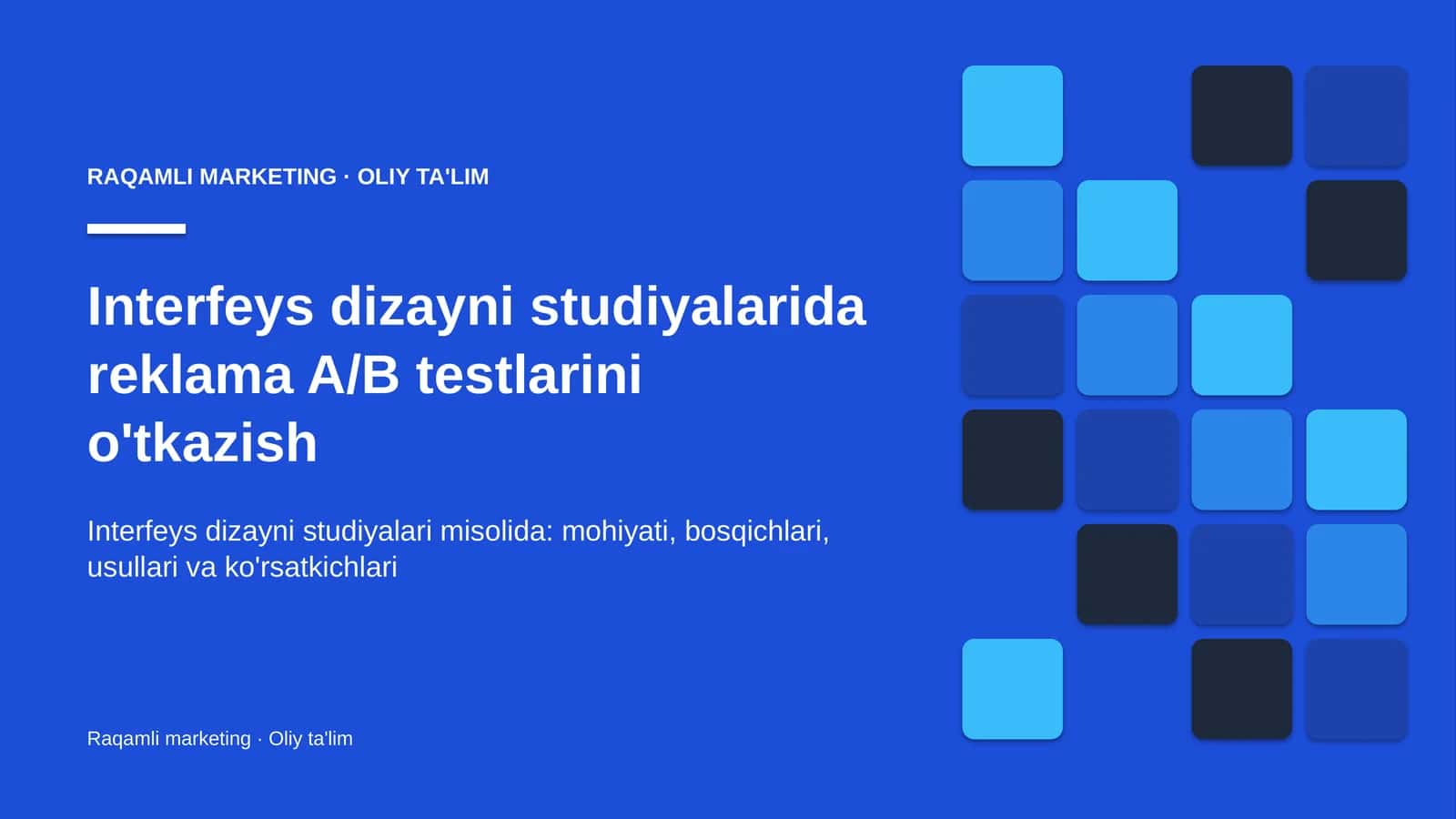 Interfeys dizayni studiyalarida reklama A/B testlarini o'tkazish