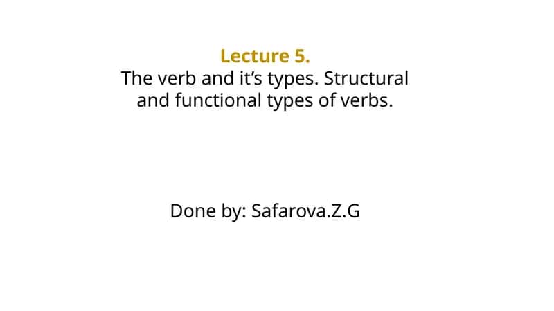 The Verb and Its Types
