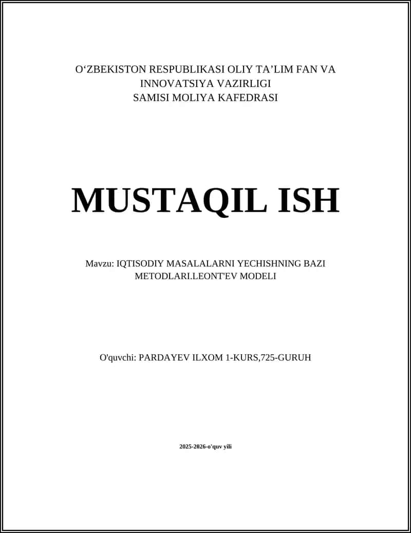 Leont'ev Modeli
