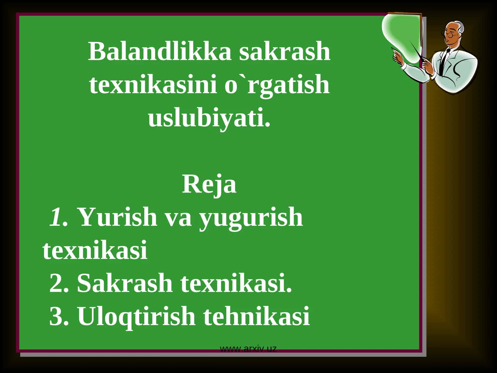 Balandlikka sakrash texnikasini o`rgatish uslubiyati