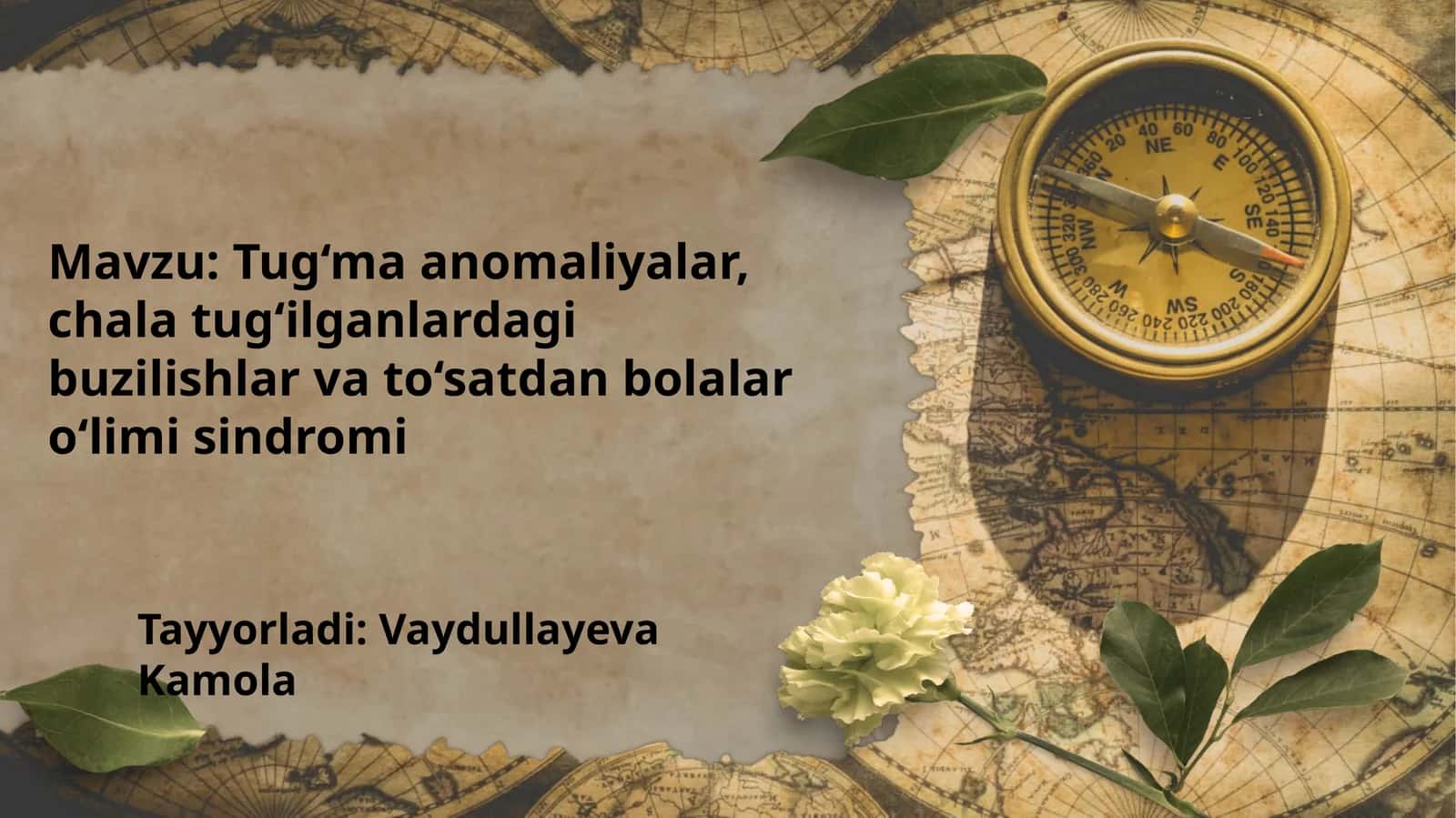 Tug‘ma anomaliyalar, chala tug‘ilganlardagi buzilishlar va to‘satdan bolalar o‘limi sindromi