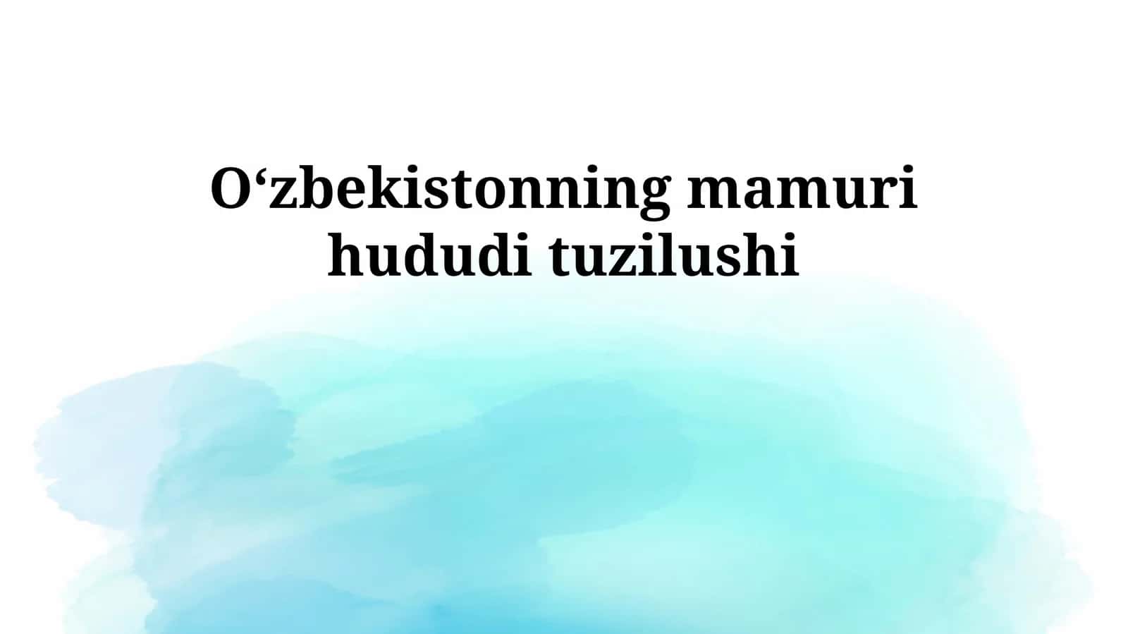 Oʻzbekistonning mamuri hududi tuzilushi