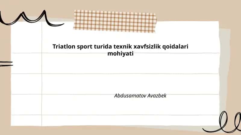 Triatlon sport turida texnik xavfsizlik qoidalari mohiyati