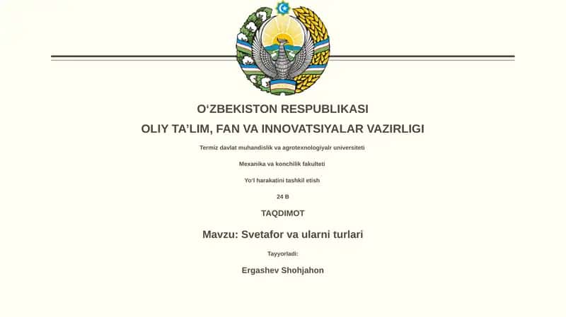 Svetafor va ularni turlari