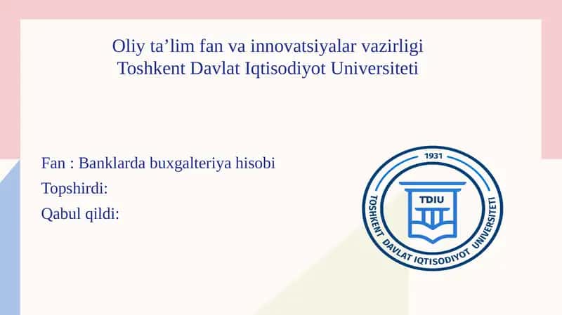 Banklararo hisob-kitoblarning mazmuni va ularning tashkil etilishi