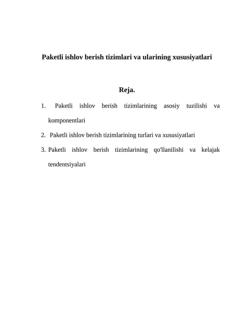 Paketli ishlov berish tizimlari