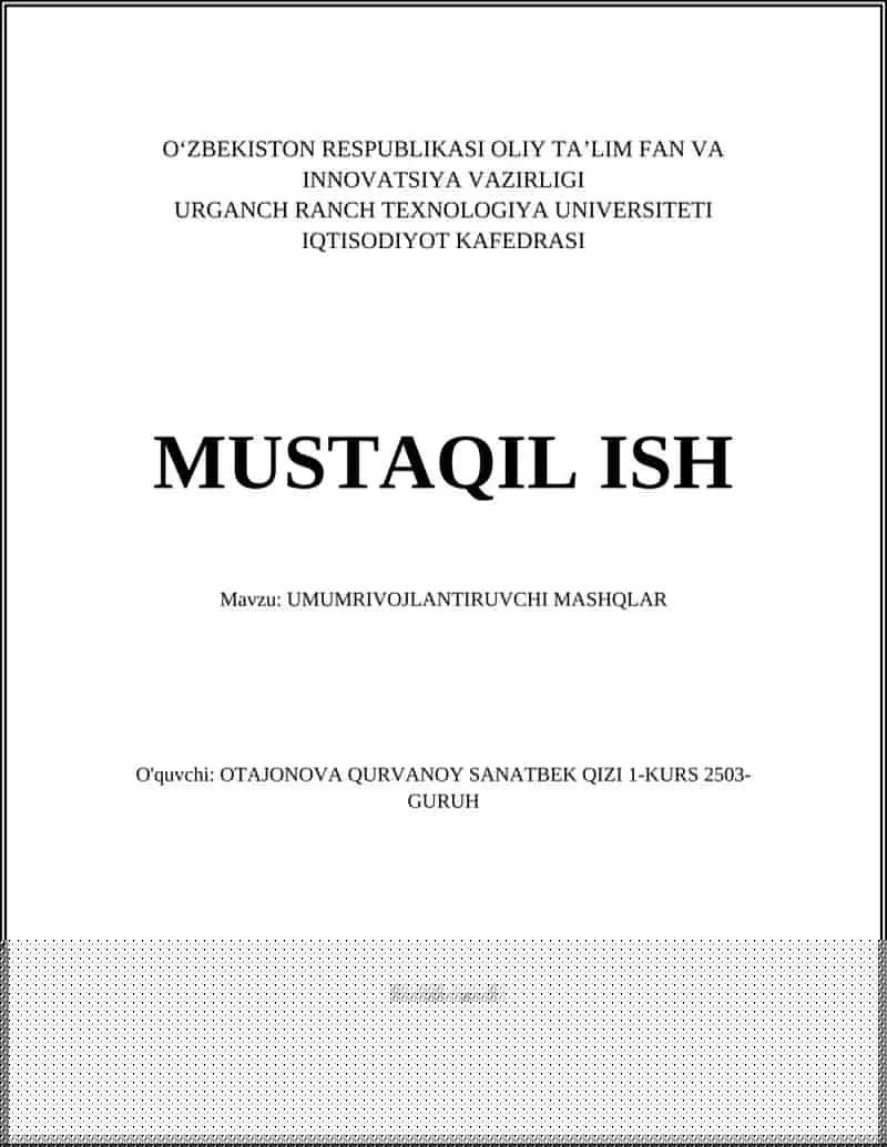 Umumrivojlantiruvchi mashqlar
