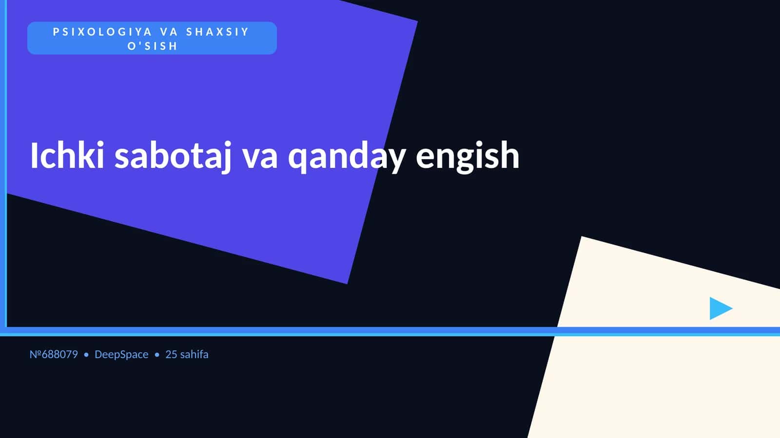 PSIXOLOGIYA VA SHAXSIY O'SISH