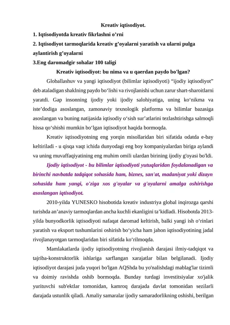 Kreativ iqtisodiyot