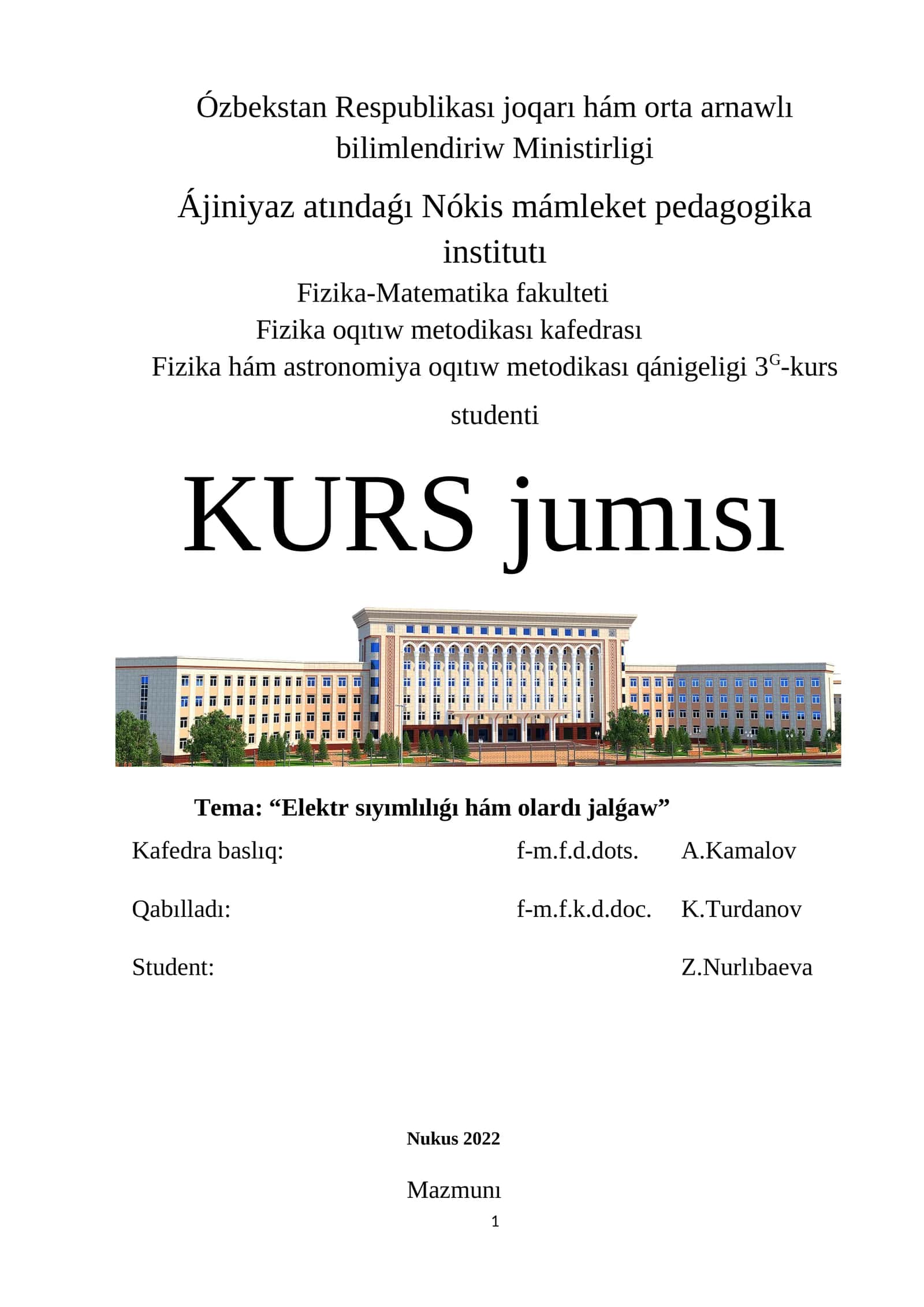 3G-kurs: ELEKTR Sıyımlılıǵı hám Olardı Jalǵaw