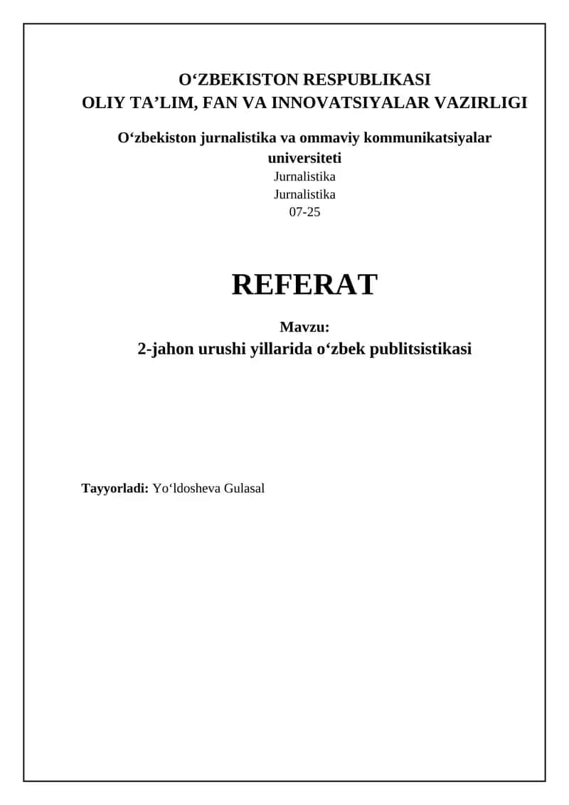 Jurnalistika va Urush