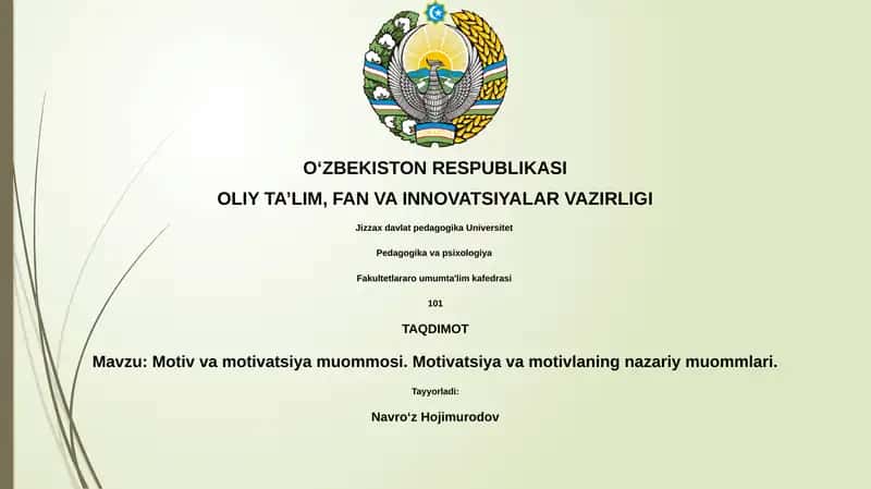 Motiv va motivatsiya muommosi