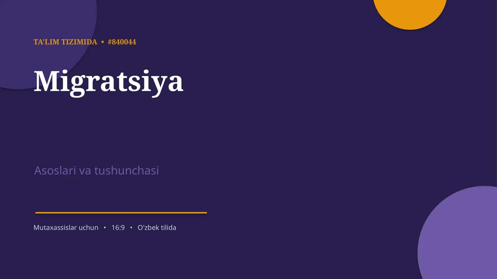 Migratsiya Asoslari va Tushunchasi