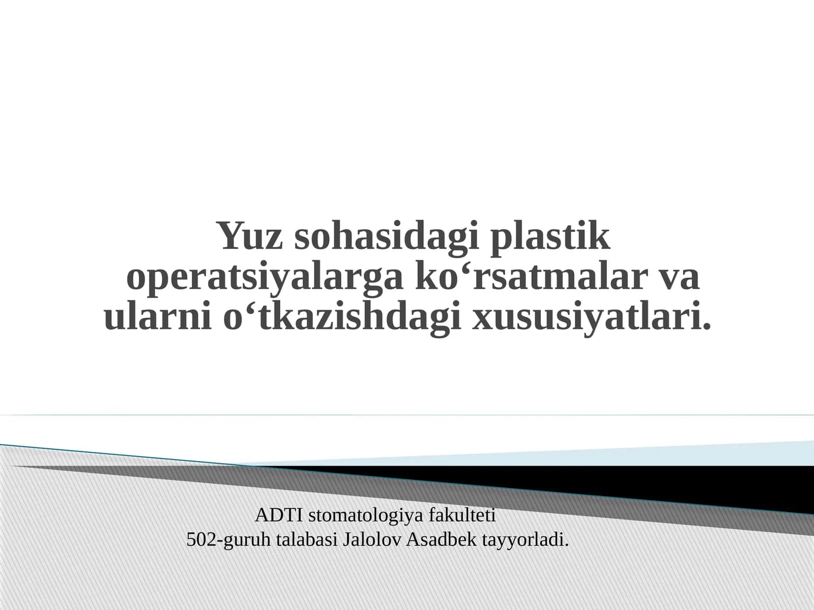 Plastik jarrohlikning turlari