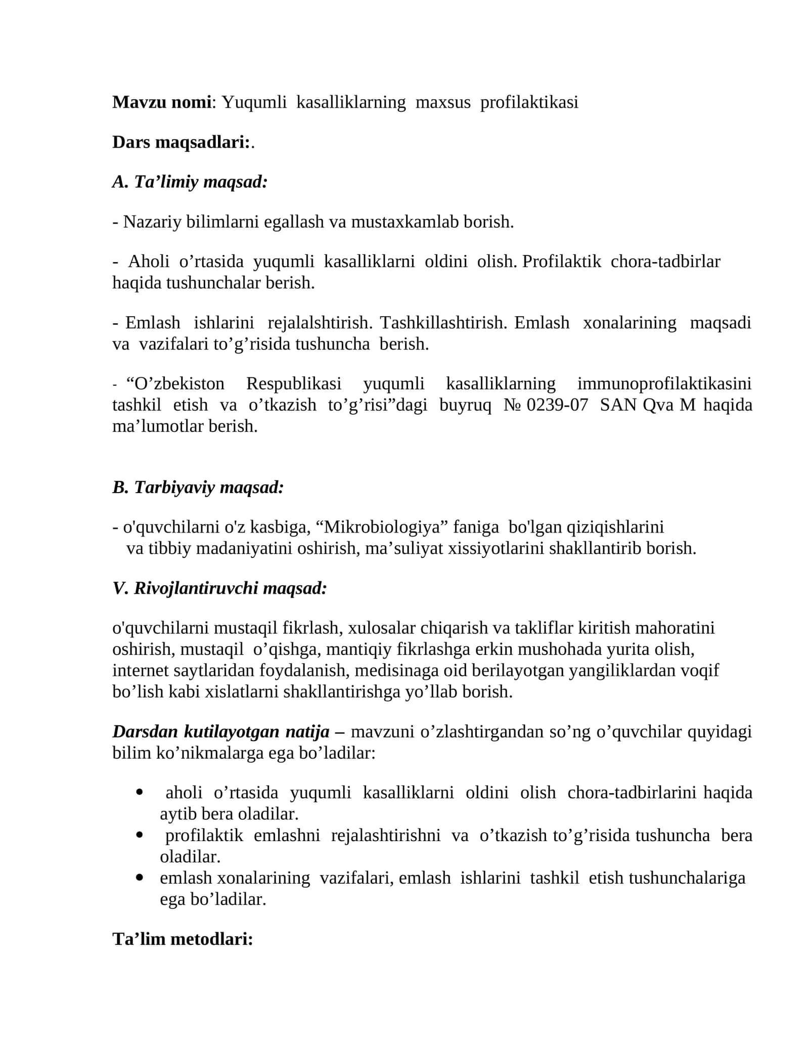 Yuqumli kasalliklarning maxsus profilaktikasi