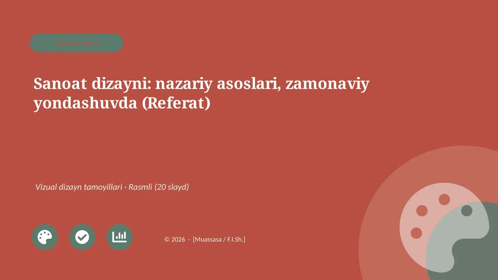 Sanoat dizayni: nazariy asoslari, zamonaviy yondashuvda (Referat)