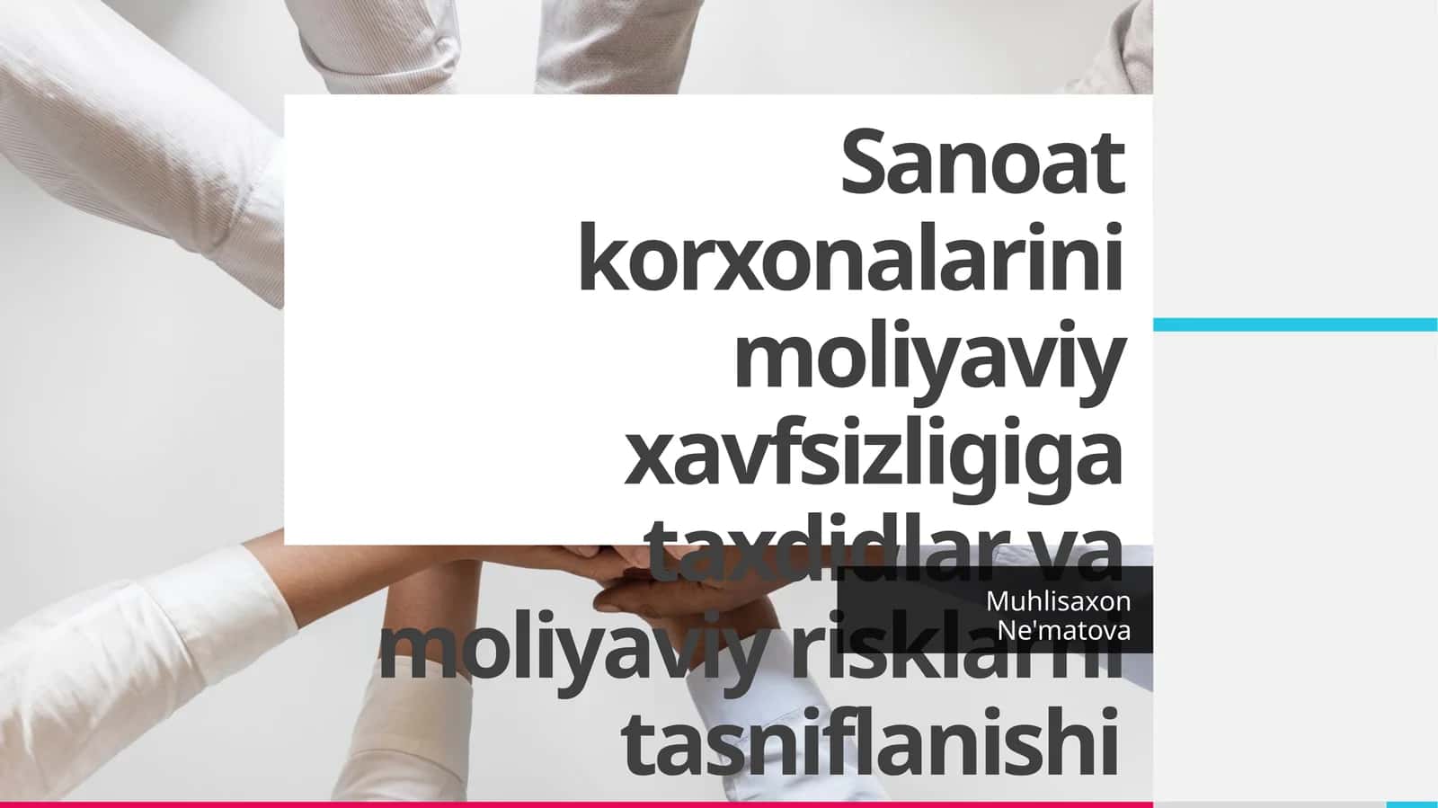 Sanoat korxonalarini moliyaviy xavfsizligiga taxdidlar va moliyaviy risklarni tasniflanishi