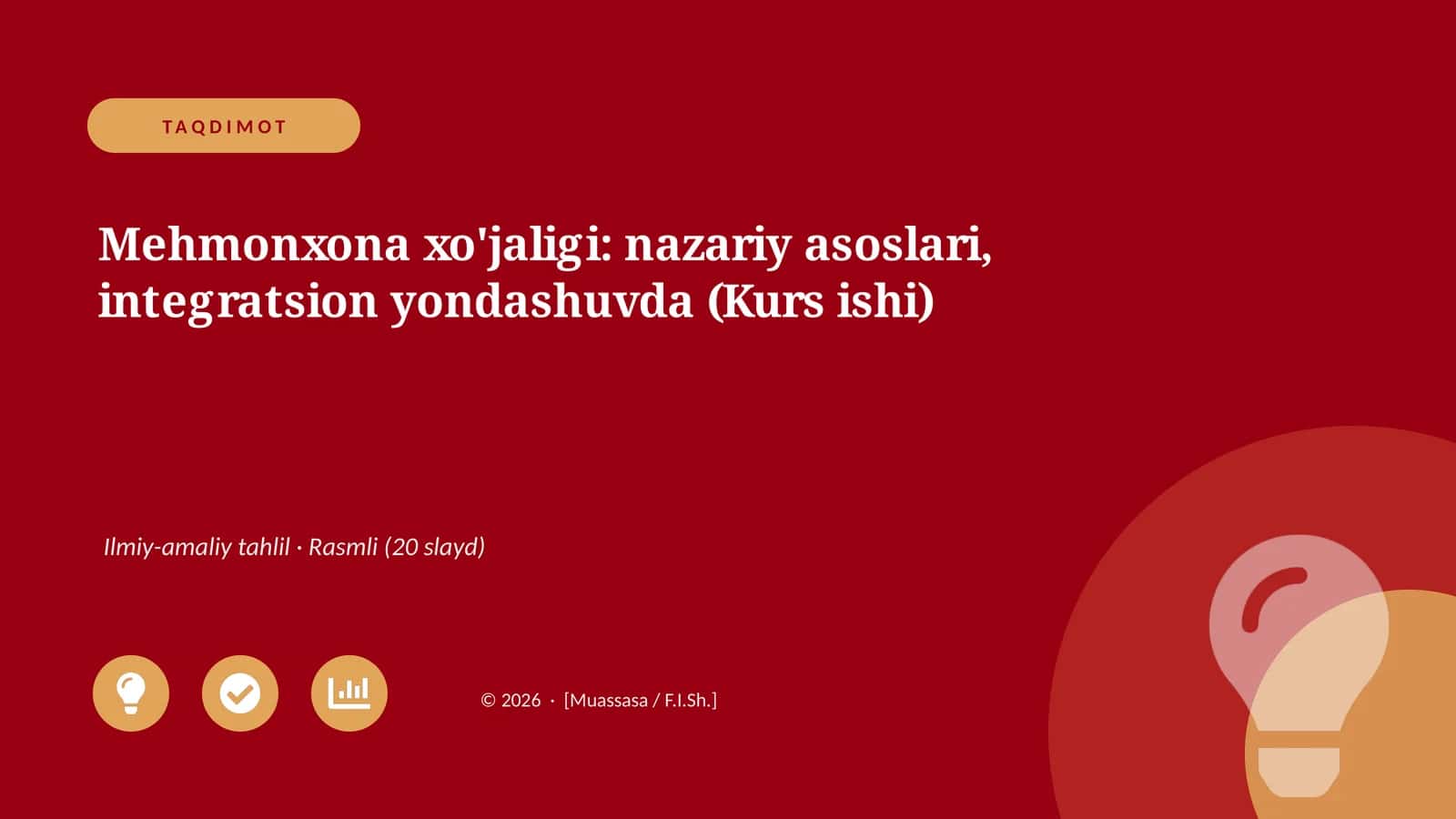 Mehmonxona xo'jaligi: nazariy asoslari, integratsion yondashuvda (Kurs ishi)