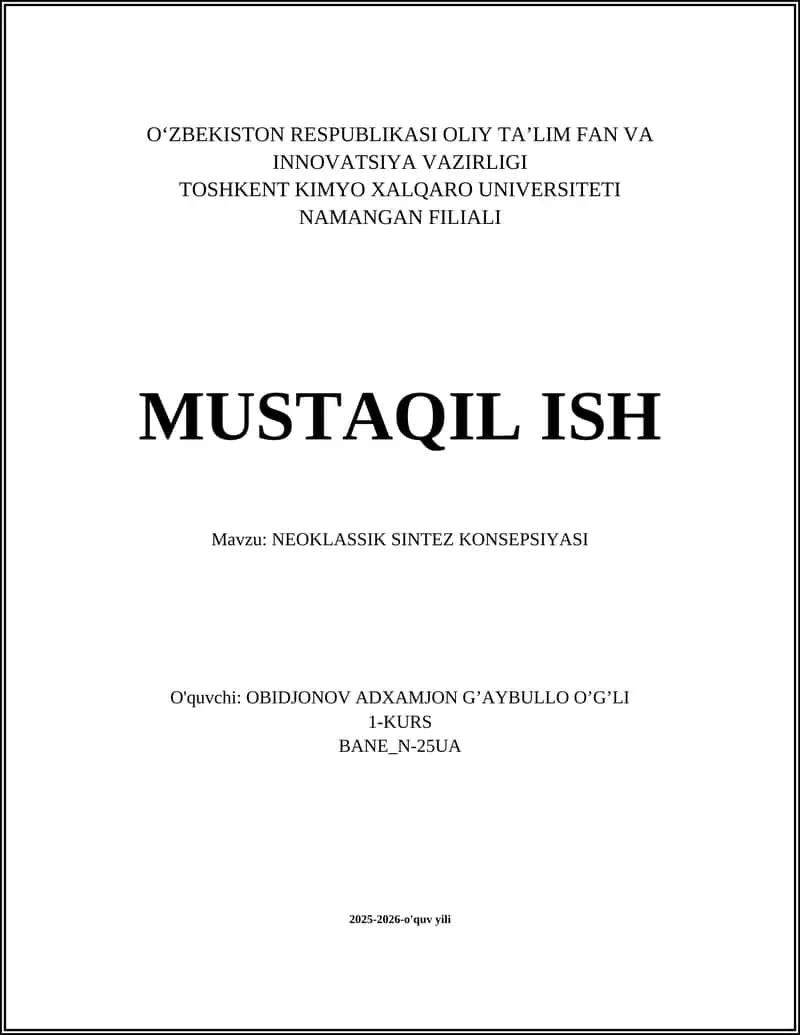 NEOKLASSIK SINTEZ KONSEPSIYASI