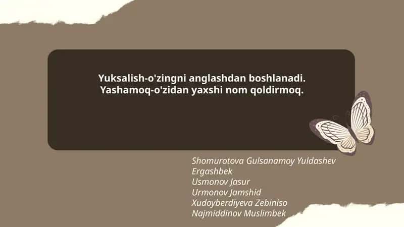 Yuksalish-o'zingni anglashdan boshlanadi