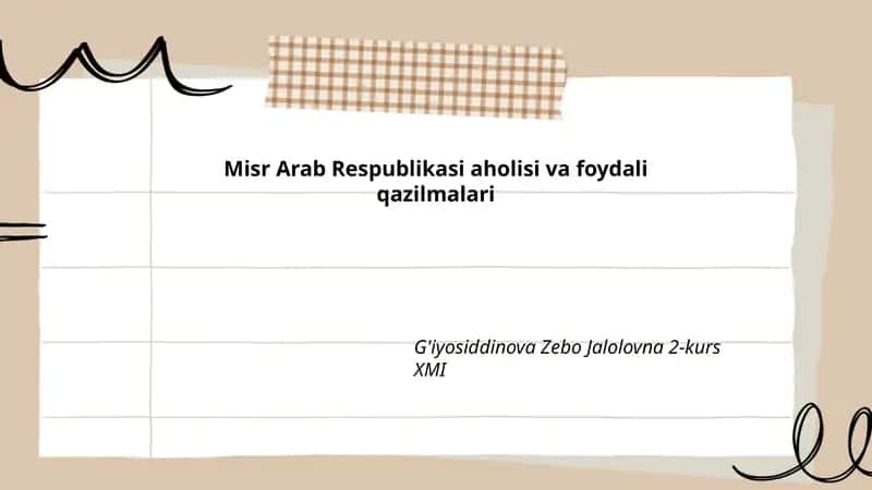 Misr Arab Respublikasi aholisi va foydali qazilmalari