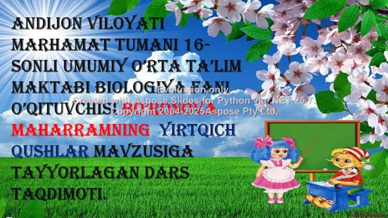 Biologiya faniga oid dars taqdimoti